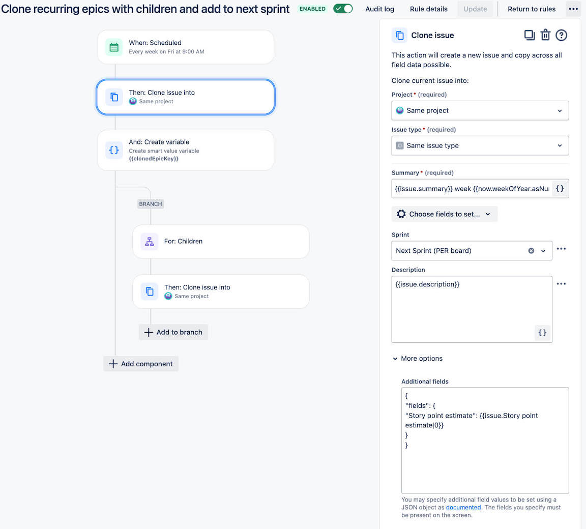 Jira Clone Epic Action