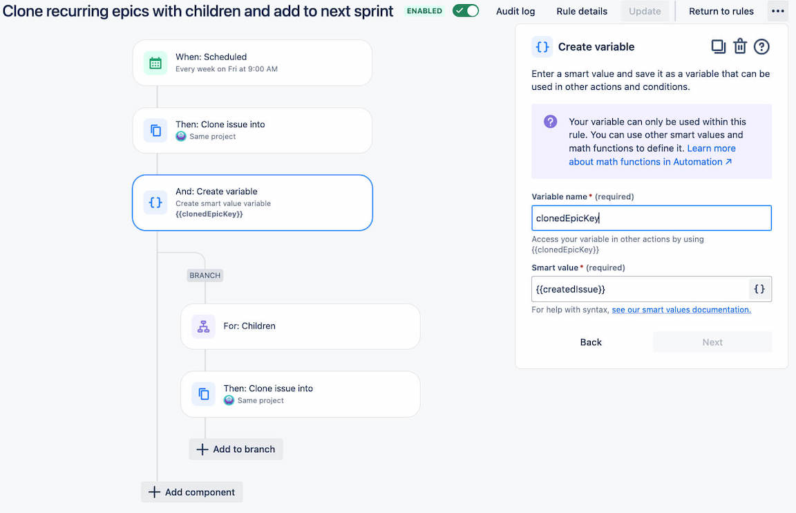 Jira Cloned Epic Key Variable